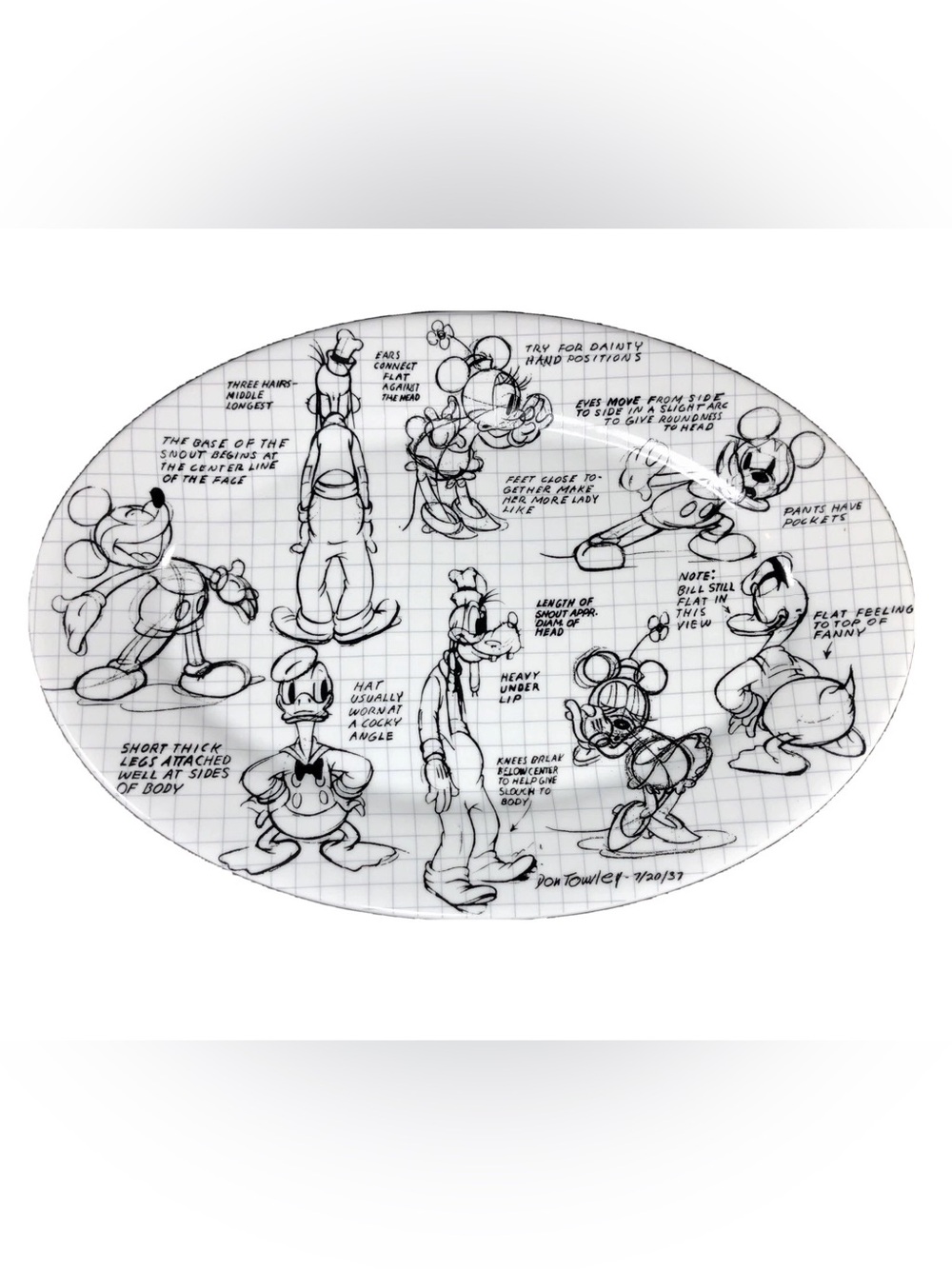 Mickey Mouse & Friends Disney Sketchbook 14" inch Oval Platter Minnie Goofy NWOT